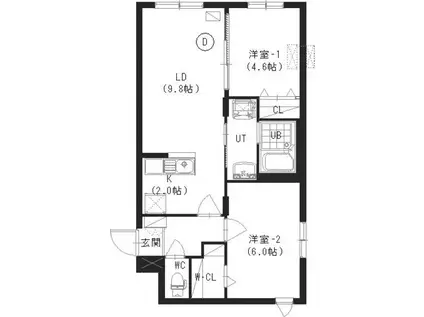 BON CHIC SUMIKAWA(2LDK/1階)の間取り写真