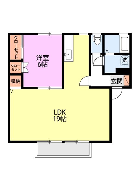 ハイツ峰C(1LDK/1階)の間取り写真