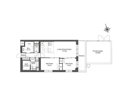 ルーウェ東大泉(2LDK/1階)の間取り写真
