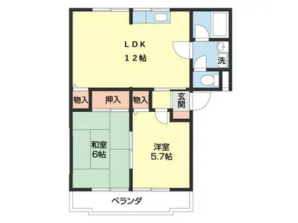 グリーンフルうちはら(2LDK/2階)の間取り写真