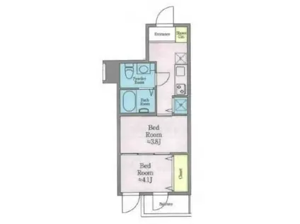 コルティーレ上北沢(2K/2階)の間取り写真
