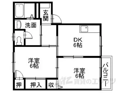 エクセルシア(2DK/2階)の間取り写真