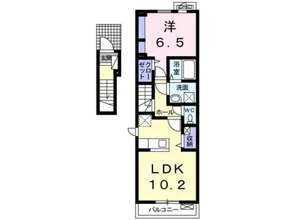 アルドーレ東合川 B(1LDK/2階)の間取り写真