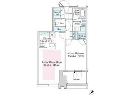 ラ・トゥール新宿ガーデン(1LDK/25階)の間取り写真