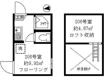 ティ・アーモサンセット(ワンルーム/2階)の間取り写真