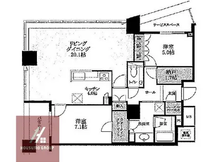 ザ・タワー大阪(3LDK/19階)の間取り写真