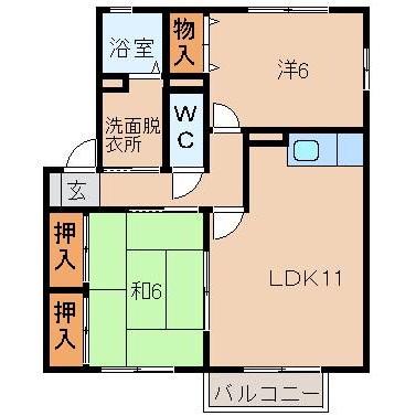 プレミール八幡前(2LDK/1階)の間取り写真