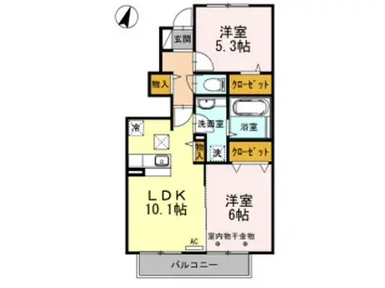 EST VILLAGE エストヴィラージュ(2LDK/1階)の間取り写真