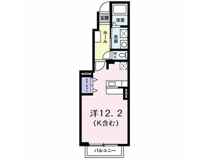 ブルートレイン篠原(ワンルーム/1階)の間取り写真