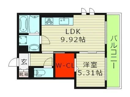 プルミエール蒲生(1LDK/2階)の間取り写真