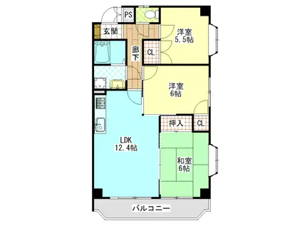 アメニティ鴨宮(3LDK/6階)の間取り写真