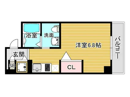 アスティナ弁天町(ワンルーム/3階)の間取り写真