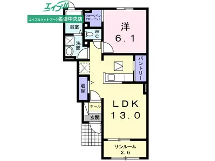 ユニゾン(1LDK/1階)の間取り写真