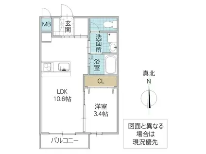 ASSET万博公園 B棟(1LDK/1階)の間取り写真
