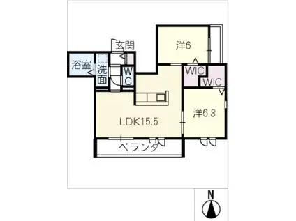 レフィーノ本陣(2LDK/2階)の間取り写真