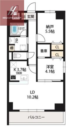 ベルンガーデン勝山北(2LDK/10階)の間取り写真