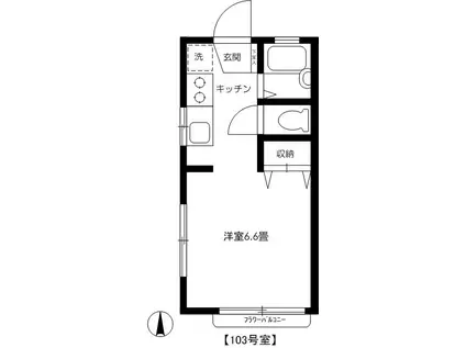 小暮コーポ第二(ワンルーム/1階)の間取り写真