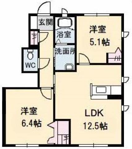 シャーメゾンボヌールD棟(2LDK/1階)の間取り写真