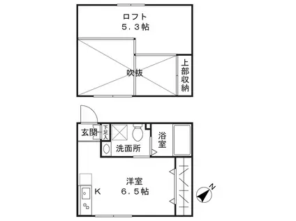 コートハウス稲田堤(ワンルーム/2階)の間取り写真