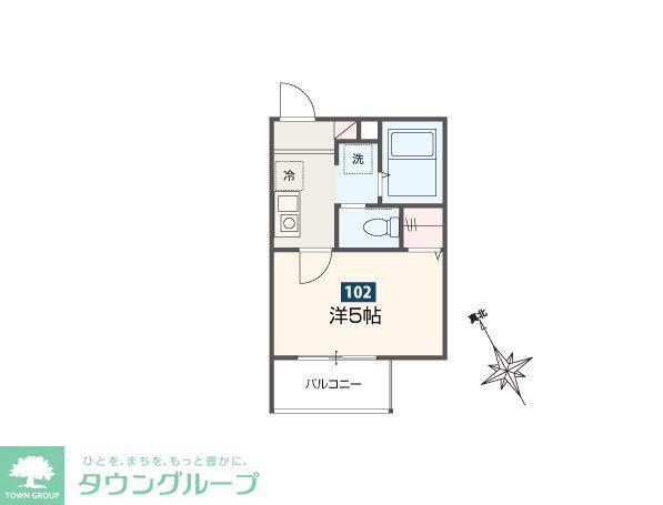 MELLAS日進III(1K/2階)の間取り写真