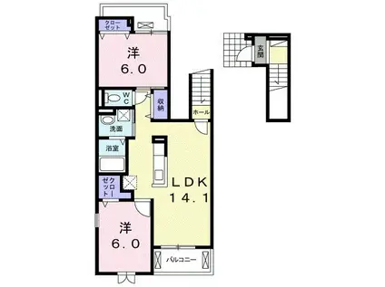 エレガンシア レジデンス(2LDK/2階)の間取り写真