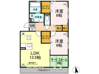 WELSH VILLA I(2SLK/2階)の間取り写真