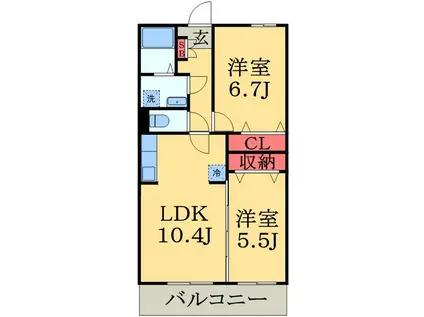 リスティ(2LDK/3階)の間取り写真