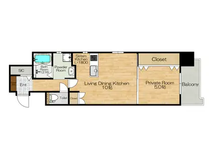 シュエット日向(1LDK/3階)の間取り写真