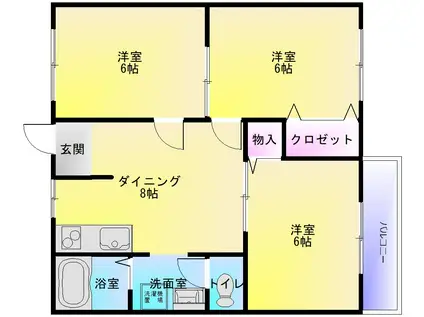 マンションクララ(3DK/2階)の間取り写真