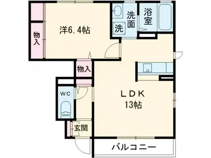 クレセオ皆瀬(1LDK/1階)の間取り写真