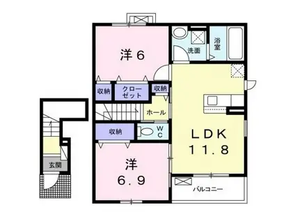 グレイス(2LDK/2階)の間取り写真