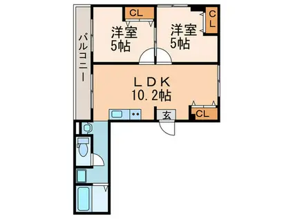 SBACCO B棟(2LDK/4階)の間取り写真