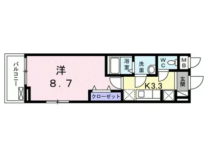 西武池袋線 秋津駅 徒歩5分 3階建 築7年(1K/3階)の間取り写真