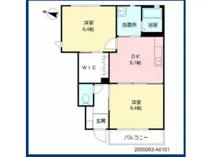 カーサ・チェレステ A棟(2DK/1階)の間取り写真