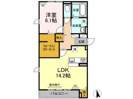 レセンテBB(1LDK/3階)の間取り写真