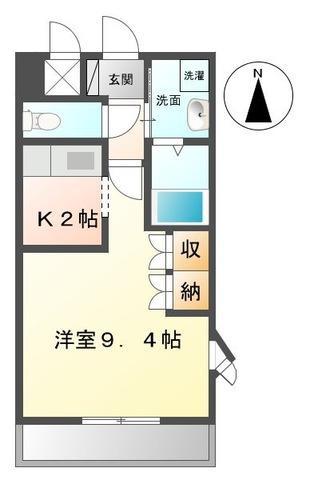 ピアリー(1K/2階)の間取り写真