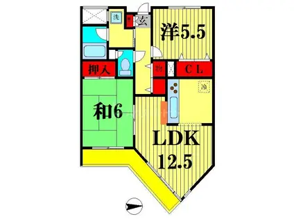 グレース新松戸(2LDK/1階)の間取り写真