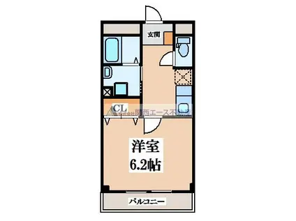 ドゥーアルモニー(1K/2階)の間取り写真