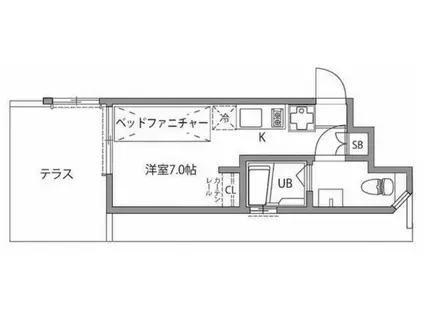 CASA BRICKS 自由が丘(1K/1階)の間取り写真