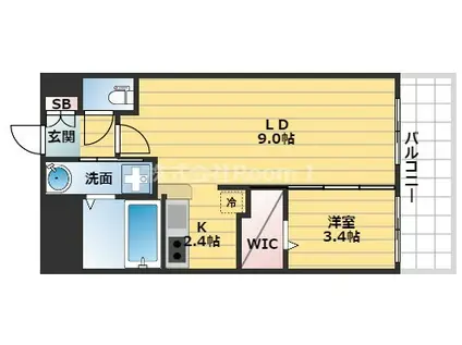セレニテ谷町CALM(1LDK/7階)の間取り写真