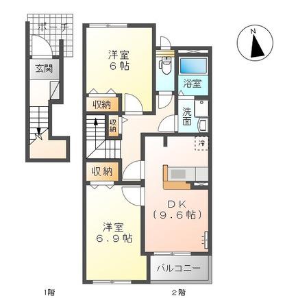 SOCIO FAMILIA(2DK/2階)の間取り写真