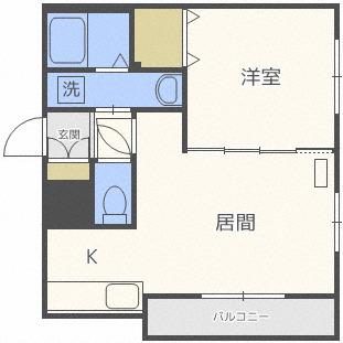 レストシティ北7条(1LDK/3階)の間取り写真