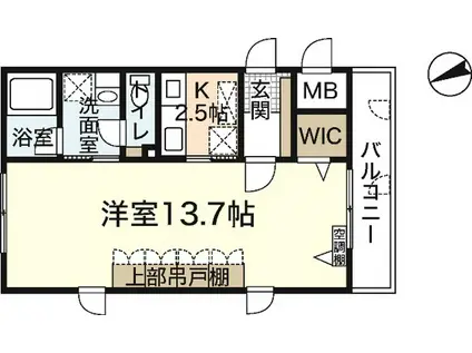 ラ・テール白島(1K/2階)の間取り写真
