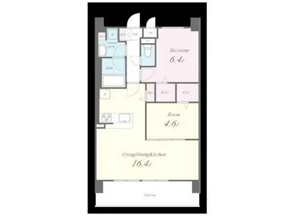 フェンテイースト2(2LDK/1階)の間取り写真