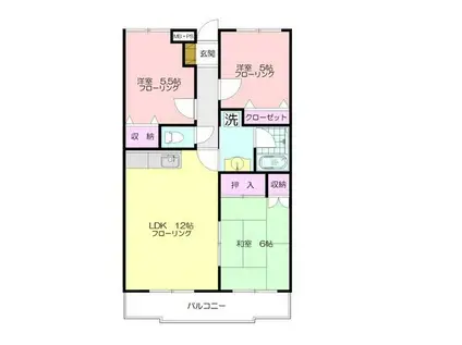 リバティヒルA(3LDK/2階)の間取り写真