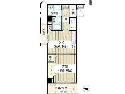 カーサミア(1DK/4階)の間取り写真