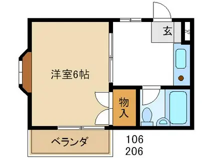 コーポサンライズ(1K/1階)の間取り写真