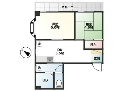 パル・イースト(2DK/2階)の間取り写真