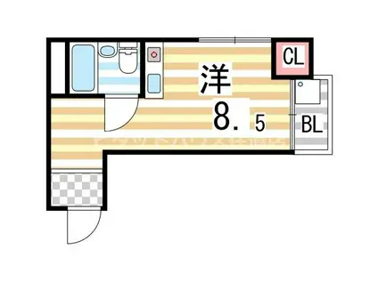 マスターズハウス(ワンルーム/3階)の間取り写真
