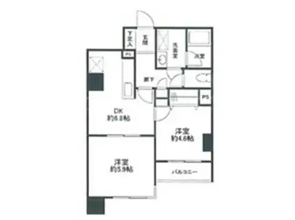 レジデンス南大塚スクエア(2DK/4階)の間取り写真